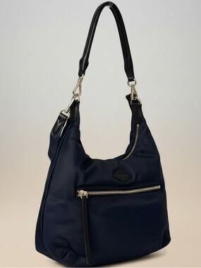 MZ Wallace Sienna Dark Navy Nylon Crossbody Bag Two Straps and Pouch Like New